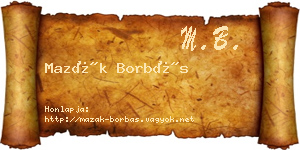 Mazák Borbás névjegykártya